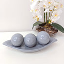 Centro de Mesa Decorativo com Prato e 3 Bolas em Cerâmica