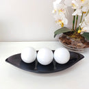 Centro de Mesa Decorativo com Prato e 3 Bolas em Cerâmica