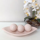 Centro de Mesa Decorativo com Prato e 3 Bolas em Cerâmica