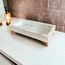 Bandeja Decorativa de Vidro com Efeito Mármore 20x10cm