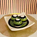 Centro de Mesa Decorativo com Prato e 3 Bolas em Cerâmica