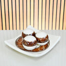 Centro de Mesa Decorativo com Prato e 3 Bolas em Cerâmica