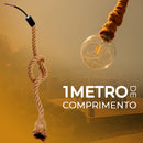 Luminária Pendente Rústico de Teto em Corda de Sisal