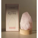 Luminária Abajur de Pedra Quartzo Rosa com Luz Branca