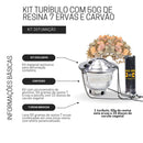 Kit Defumação Turíbulo de Alumínio com Incenso Resina 7 Ervas Naturais