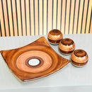 Centro de Mesa Decorativo com Prato e 3 Bolas em Cerâmica