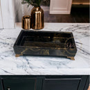 Bandeja Decorativa de Vidro com Efeito Mármore 20x10cm