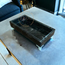 Bandeja Decorativa de Vidro com Efeito Mármore 20x10cm