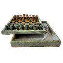 Tabuleiro de Xadrez e Dama 2 em 1 em Pedra Sabão