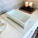 Bandeja Decorativa de Vidro com Efeito Mármore 20x10cm