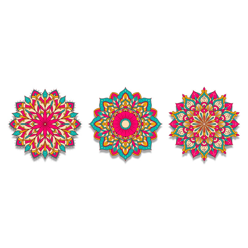 Kit 3 Quadros Decorativos Mandalas - Corte a Laser