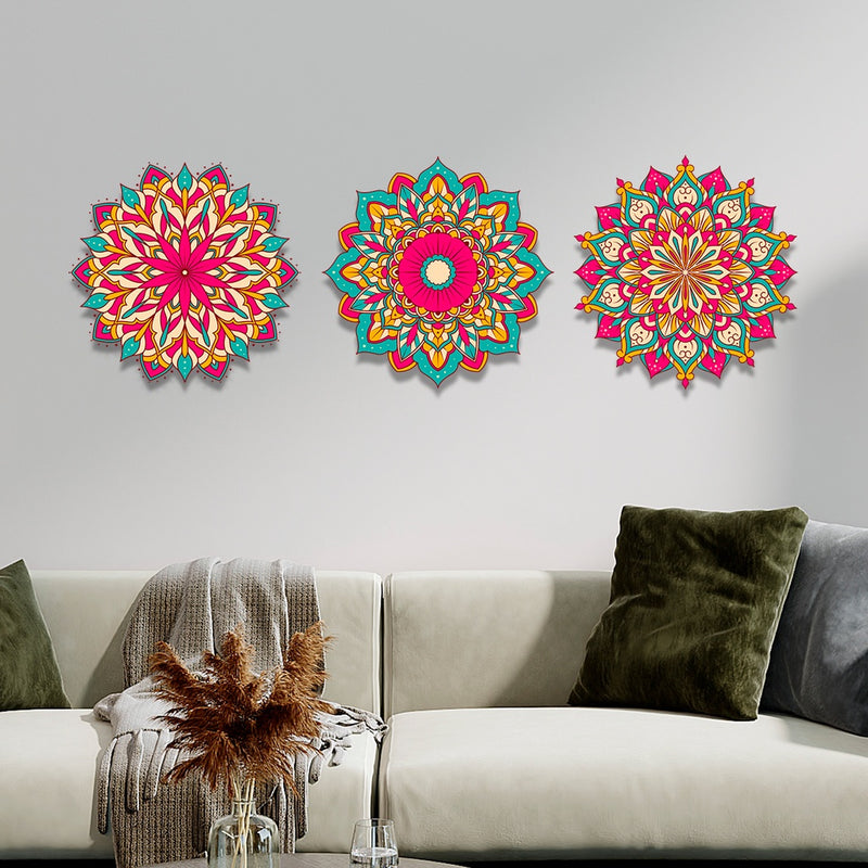 Kit 3 Quadros Decorativos Mandalas - Corte a Laser