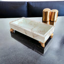 Bandeja Decorativa de Vidro com Efeito Mármore 20x10cm