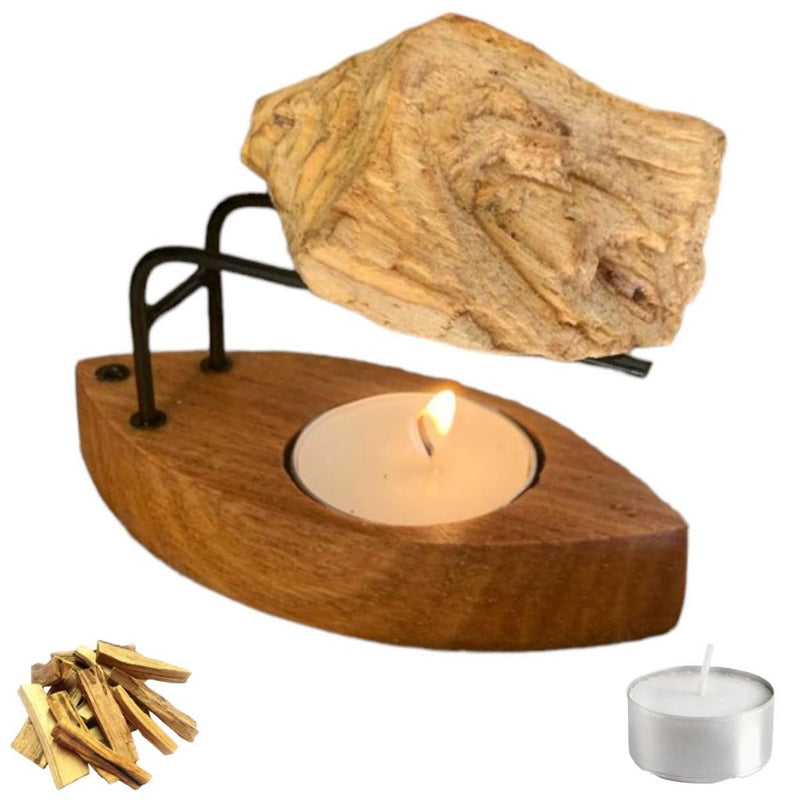 Incensário Palo Santo + 1 Vela + Lasca de Palo Santo