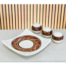 Centro de Mesa Decorativo com Prato e 3 Bolas em Cerâmica