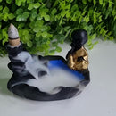 Incensário Cascata e Vareta Folha com Monge Mini Pensativo