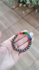 Pulseira Hematita 7 Chakras - Pedras Naturais 8 mm Reiki