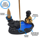 Incensário Cascata e Vareta Folha com Monge Mini Pensativo